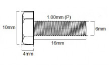 Metric Fully Thread Bolt M6 X 16mm X 1.00P