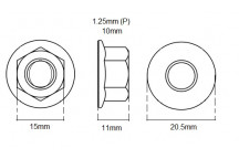 Metric M10 Nut X 1.25P (Flange Type Steel Locking)