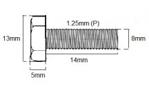 Metric Fully Thread Bolt M8 X 14mm X 1.25P