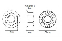 Metric M8 Nut X 1.25P (Flange Type Serrated Head)