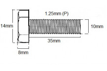 Metric Fully Thread Bolt M10 X 35mm X 1.25P