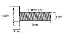 Metric Fully Thread Bolt M6 X 10mm X 1.00P