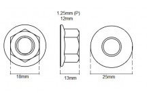 Metric M12 Nut X 1.25P (Flange Type Steel Locking)