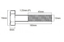 Metric Fully Thread Bolt M12 X 180mm X 1.25P