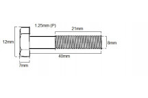 Metric Shanked Bolt M8 X 40mm X 1.25P