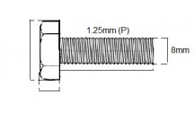 Metric Fully Thread Bolt M8 X 25mm X 1.25P