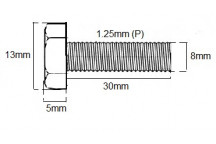 Metric Fully Thread Bolt M8 X 30mm X 1.25P