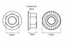 Metric M6 Nut X 1.00P (Flange Type Serrated Head)