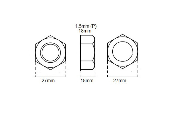 Metric M18 Nut X 1.5P (Nyloc)