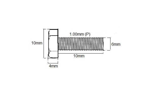 Metric Fully Thread Bolt M6 X 10mm X 1.00P
