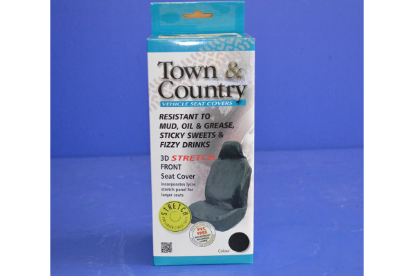 Front Universal Single Seat Cover Black (Stretch)