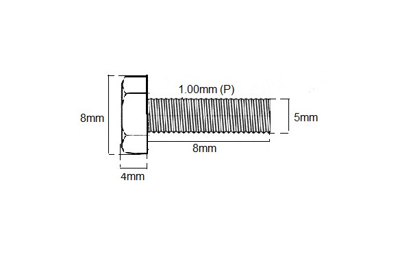 Metric Fully Thread Bolt M5 X 8.0mm X 1.0P