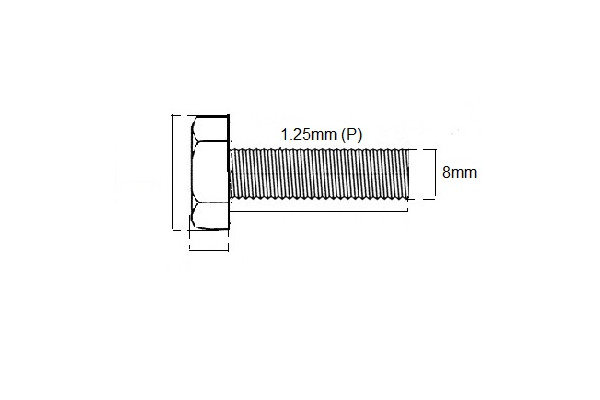 Metric Fully Thread Bolt M8 X 25mm X 1.25P