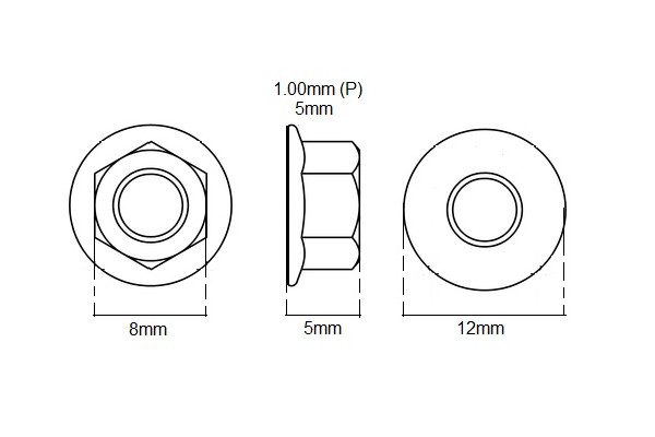 Metric M5 Nut X 1.00P (Flange Type Unserrated Head)