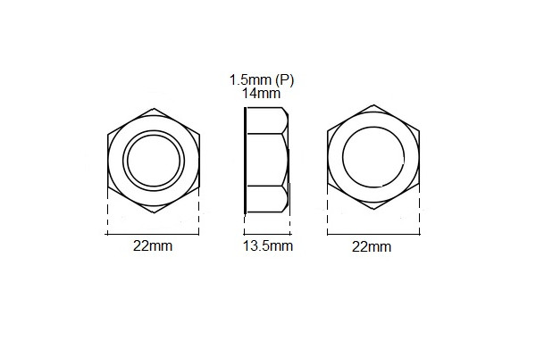 Metric M14 Nut X 1.5P (Nyloc)
